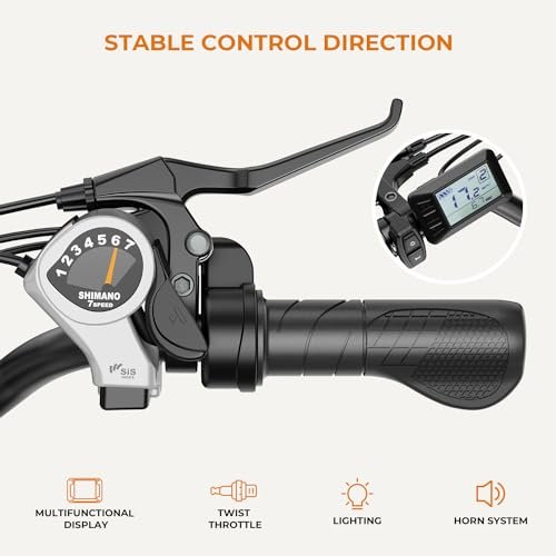 Heybike Cityscape Electric Bike for Adults with 350W Motor Peak 500W, 23mph Max Speed, 26″ Electric Commuter Bike with UL Certified 360WH Removable Battery up to 40 Miles,7-Speed and Front Suspension - Image 6