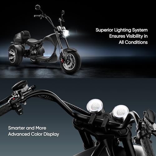 eAhora M1P Electric Trike for Adults, 2000W Brushless Motor 26MPH Electric Tricycle,60V 30AH Fast Charge Battery,F&R Disk Brake, Hydraulics Suspension,3 Wheel Electric Bikes - Image 5