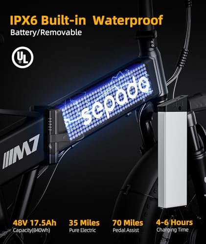 Folding Electric Bike for Adults, 2000W Peak Motor 20inch Fat tire Foldable Ebike, 48V 17.5Ah(840Wh) Battery, 35Mph top speed,70 Miles PAS Range,Folding Dirt Electric Bike for Adult Commuting,Off Road - Image 6