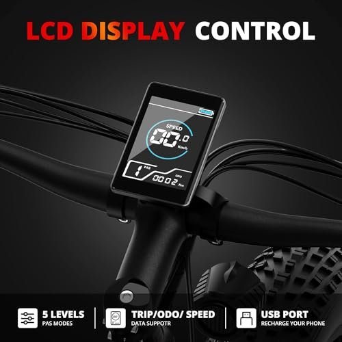 EB26 Electric Bike for Adults Peak 1500W Electric Bicycle 48V 15AH (720WH) Battery Electric Bike 26″ Fat Tire Mountain 28mph 7 Speed Gears Dual Shock Absorber Electric Bike - Image 3