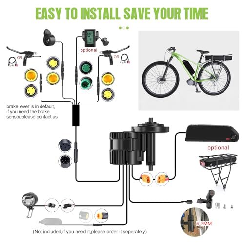 Bafang 1000W Mid Drive Kit with Battery,Bafang BBSHD BBS03 Ebike Conversion Kit,48V/52V 8Fun Electric Bike Conversion Kit for Moutain Road Bike(C18,Rear Rack Battery 48V17.5AH)