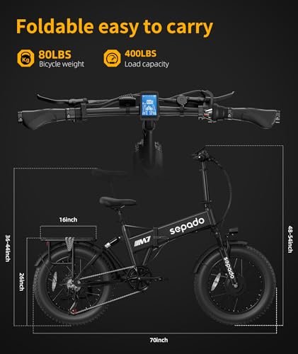 Folding Electric Bike for Adults, 2000W Peak Motor 20inch Fat tire Foldable Ebike, 48V 17.5Ah(840Wh) Battery, 35Mph top speed,70 Miles PAS Range,Folding Dirt Electric Bike for Adult Commuting,Off Road - Image 3