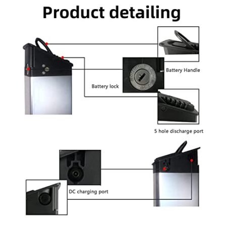 48V 17.5Ah/ 52V 17.5Ah Concealed Lithium Ebike Battery Folding Built-in Electric Bike for 250-1000W Motor with Charger and BMS (48V 17.5AH)
