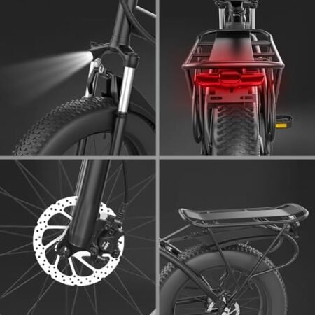 G20pro E-Bike for Adults, 1000W Motor 20″ Fat Tire Electric Mountain Bike, Up to 30 MPH Foldable Electric Bicycle with 48V 12.8AH Removable Battery, Professional 7-Speed Gears