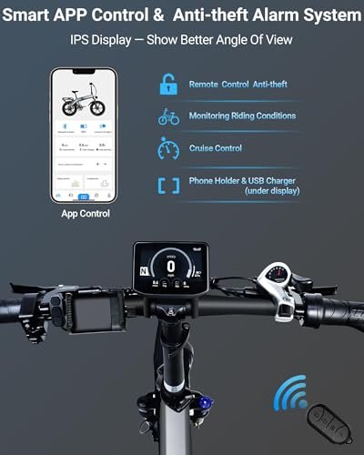 Electric Bike for Adults 1200W Peak BAFABG Motor 30MPH 48V 15AH Battery 60Miles Range Folding Ebikes for Adults Electric Bicycle 20 Inch Fat Tire E Bike Snow Bike UL 2849 Certified Ebike