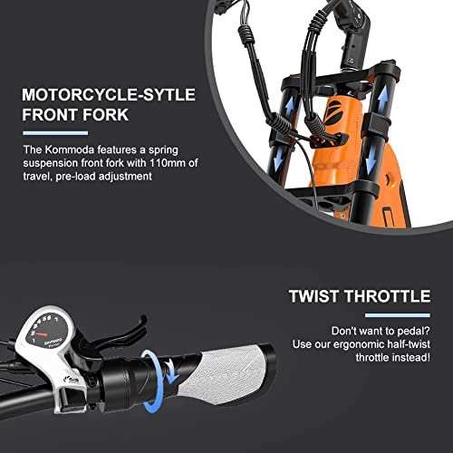 Electric Mountain Bike Electric Motorcycle-Sytle Bicycle for Adults Faster Charge 750W 48V 14AH Removable Battery 26MPH 20” Mountain Ebike, 7 Speed Full Suspension Fork