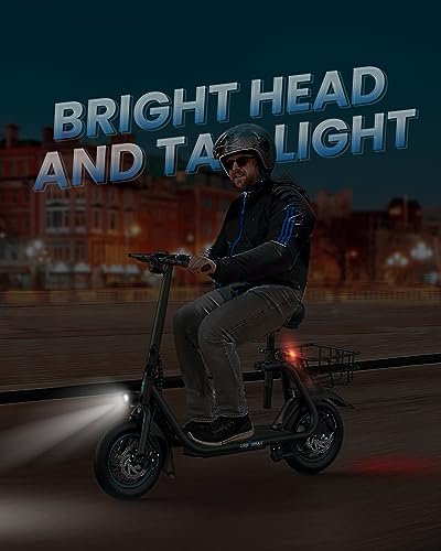 C1/C1 Pro Electric Scooter with Seat, 450W Powerful Motor up to 20/25 Miles Range, Foldable Electric Scooter for Adults Max Speed 15.5/18.6 Mph, Electric Scooter for Commuting with Basket