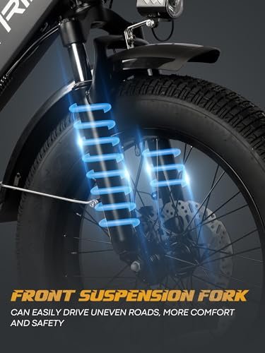 Electric Bike for Adults, 20.8Ah Removable Battery, Folding E-Bike with 750W Motor, 75+Miles Long Range, 4-6Hours Fast Charging, 7 Speed 20 x 4.0 Fat Tire Electric Horn, Class 2 Ebike