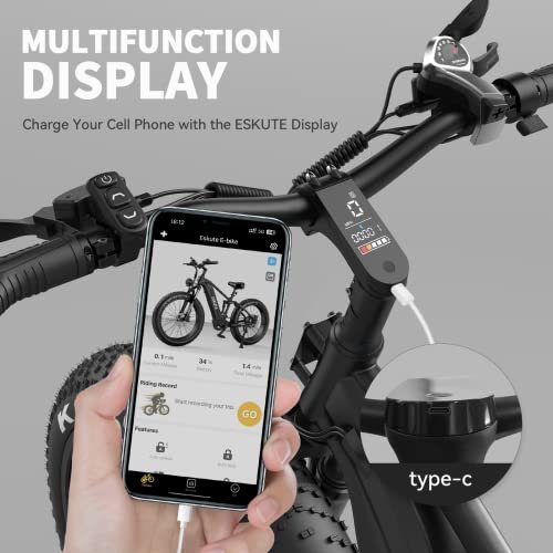 ESKUTE Spark Y Electric Mountain Bike, 1500W Peak Bafang Motor with Max Speed 28Mph, Up to 70Miles Range, 26″x4.8″ Fat Tires Ebike with Full Suspension - Image 5