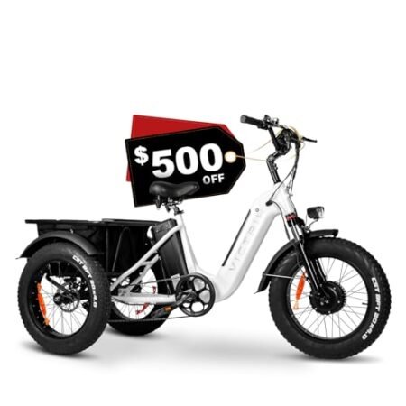 Electric Tricycle for Adults 100+ Miles Long Range 20″ Fat Tire Electric Trike 750W Motor 48V 31.5Ah Removable Dual Battery, 3 Wheel Electric Bicycle with Large Basket