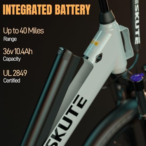 ESKUTE C100 Electric Bike for Adults, 500W Peak Motor, Up to 40Miles Range, 26″ Step-Thru Electric City Bike with 7-Speeds and Front Suspension - Image 4