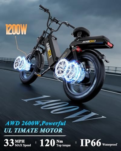 ANIIOKI eBike,Electric Bike,48/52V 60Ah Electric Commuting Bike,200Miles Long Range, Peak 1400W/1600W/2600W Power Ebike, Electric Bicycle for Adults - Image 7