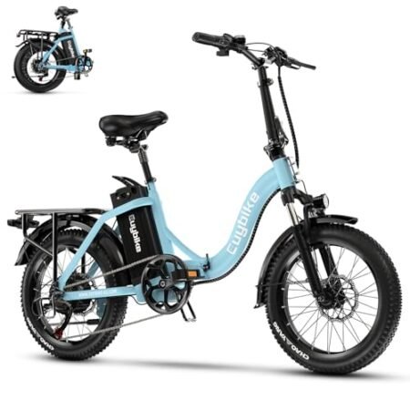 Electric Bike for Adults with 1000W Peak Motor,30mph Max Speed,80 Miles Max Range,48V15A/20A Removable Battery Ebike, 20″ Foldable All Terrain Electric Bicycle with 7-Speed and Front Suspension