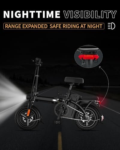 Electric Bike for Adults, Ebike,14″ Folding Electric Bike 350W 36V 12Ah Built-in Battery 20MPH,20+Miles,3 Riding Modes, Commuting