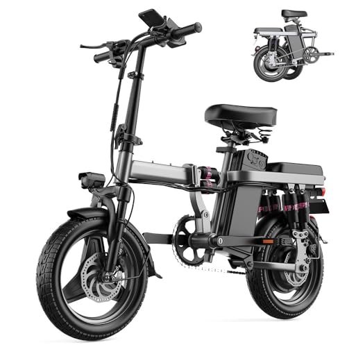 Electric Bike, 400W(500 Peak) Motor, 14″ Tires, 25MPH 35Miles Range Ebikes for Adults, 720WH 15AH Removable Battery Mini E Bike for Commuting Travel, Dual Disc Brakes, UL 2849 Certified