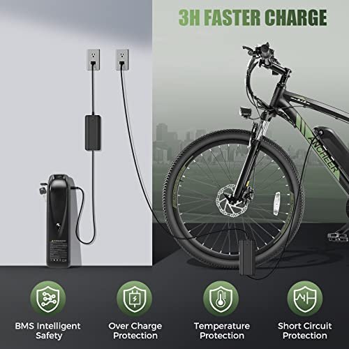 ANCHEER 27.5” Electric Bike 500W(Peak 750W) Electric Mountain Bike, 55 Miles Range & 22 MPH, 3H Fast Charge, 48V/10.4Ah Removable Battery, Electric Bike for Adult 21 Speed Incl. Free Bike Lock