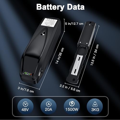Ebike Battery Pack Power 48V E Bike Battery 20Ah for 0-1500W Motors Electric Bicycle Lithium-ion Battery for Adult Bicycle Voltage Equalization Chip& Safety Lock – W/Charger - Image 3