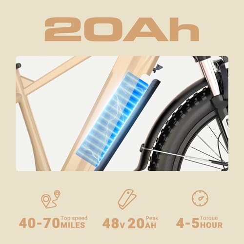 ESKUTE E Bikes for Adults Electric 750W (1500W Peak) Power, Spark X Electric Bicycles 48V 20AH Battery 26 Fat Tire Electric Bike 28Mph 70 Miles Range 7 Speed Hydraulic Disc Brakes - Image 6