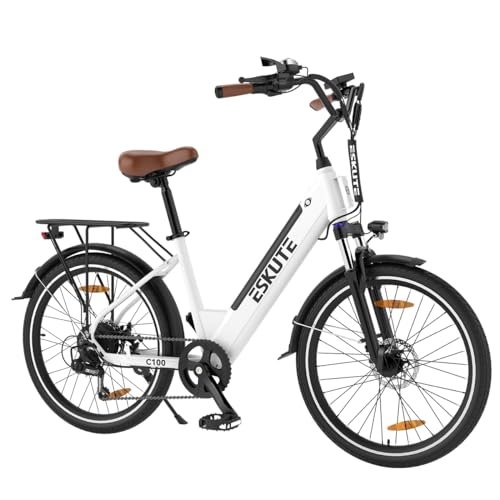 ESKUTE Electric Bike for Adults – 500W Peak Motor C100 City Commuter EBike 26 inch Removable Battery Up to 40Miles Range LCD Display 7 Speed Gears and Front Suspension - Image 4