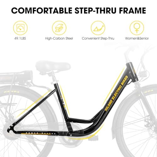 HILAND Electric Bike for Adults, 26” 500W Men Women Ebike with Throttle, Removable Battery, LCD Display, 20 MPH Ebikes Commuter Cruiser - Image 3