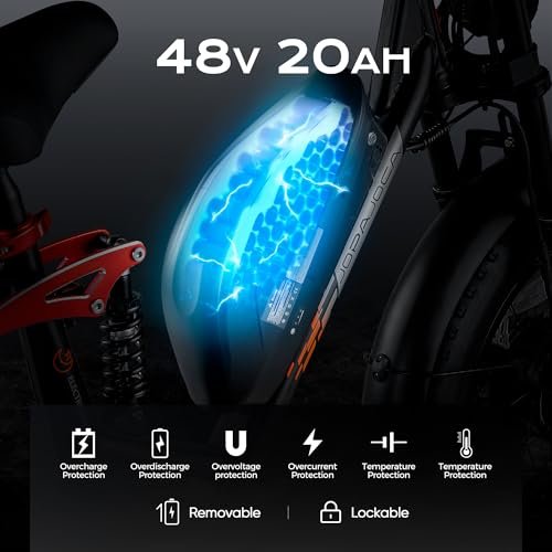 EAhora LunaⅡ Peak 1500W Dual Motor Electric Bike for Adults 48V 20A 30-33MPH Dual Hydraulic Brakes Ebike 80-120Miles Longe Range Fat Tire Electric Bicycle for Man and Woman - Image 3