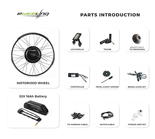EBIKELING Waterproof Ebike Conversion Kit with Battery 26″ Direct Drive Front or Rear Wheel Electric Bike Conversion Kit Ebike Battery & Charger Included 1500W 1200W Electric Bike for Adults - Image 4