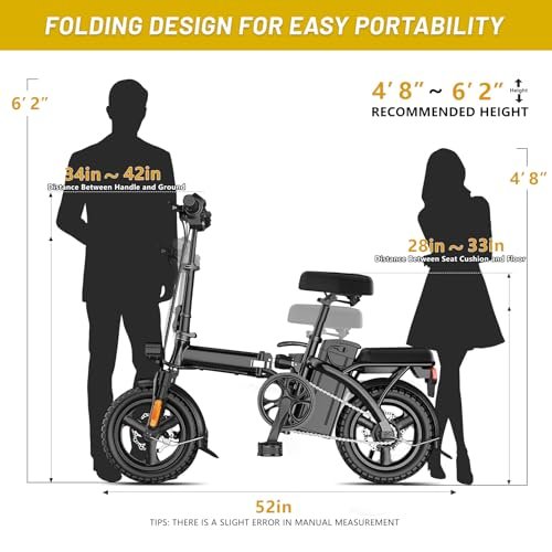 Electric Bike for Adults, Ebike,14″ Folding Electric Bike 350W 36V 12Ah Built-in Battery 20MPH,20+Miles,3 Riding Modes, Commuting