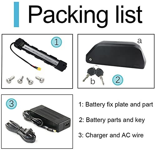 Ebike Battery 36V / 48V / 52 V – 13Ah 15Ah 17Ah 19.2Ah 20.4Ah Down Tube Battery for 200-1500W Motor, Electric Bicycle Lithium-Ion Battery, Safe Lock, Led Indicator Light, with Base and Charger,BMS - Image 6