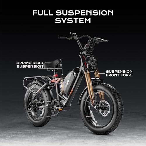 eAhora Luna Electric Bike for Adults, Peak 1500W Ebike with 48V15A Battery, 20″*4.0 Fat Tire Mountain Electric Bicycle, 32MPH/7 Speed Gears/Full Suspension All-Terrain E-Bike - Image 4