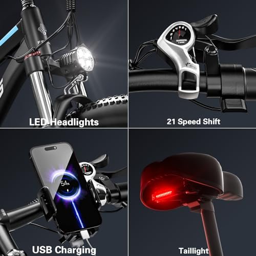Electric Bike for Adults,750W Brushless Motor,21 Speed Gear,32MPH 55 Miles Ebike,48V15Ah Removable Battery Electric Mountain Bike,Commuting E Bike with Fork Suspension - Image 4
