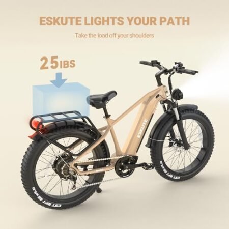 ESKUTE E Bikes for Adults Electric 750W (1500W Peak) Power, Spark X Electric Bicycles 48V 20AH Battery 26 Fat Tire Electric Bike 28Mph 70 Miles Range 7 Speed Hydraulic Disc Brakes