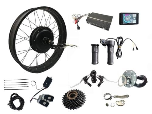 3000W Rear Wheel Electric Fat Bike Conversion Kit, 72V 80A Sabvoton Programmable Controller, 7-Speed Flywheel, Torque Arm