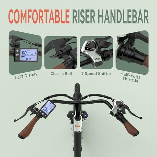 ESKUTE Electric Bike for Adults – 500W Peak Motor C100 City Commuter EBike 26 inch Removable Battery Up to 40Miles Range LCD Display 7 Speed Gears and Front Suspension - Image 7