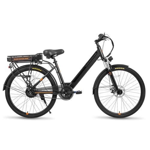 HILAND Electric Bikes for Men Women, 26 Inch Ebikes for Adults 350/500W, Front Suspension, 36V Portable Lithium Battery, 20 MPH, Up to 50 Miles, Bicycle Electric Commuter Cruiser