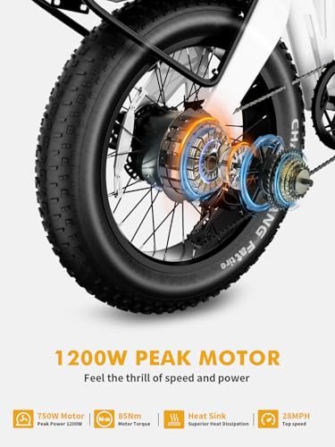 Electric Bike for Adults 1200/1400W Peak, 30/28MPH 60 Miles,720WH Battery 20x 4.0 Fat Tire Folding Ebikes for Adults Foldable with APP/Anti-Theft Alarm/BAFANG Motor/Hydraulic Brakes & UL 2849 - Image 5