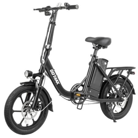 Gotrax NEPHELE 16″ Electric Bike, Max 25Miles Range(Pedal-Assist) & Speed 15.5Mph Power by 350W Motor, Folding E-Bike with Removable Battery, Front Suspension and Commuter Electric Bicycle for Adults