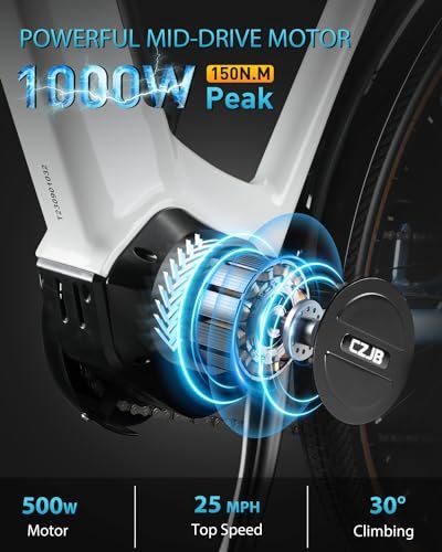 Electric Bike for Adults 1000W Peak 150N.M Mid-Drive with Torque Sensor, 27.5″ Dual Suspension Ebikes for Adults, 672Wh Removable Battery up to 50 Miles, 7-Speed Step-Thru City Ebike - Image 5