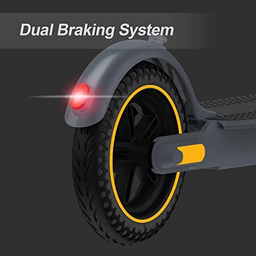 Electric Scooter 10″ Solid Tires 600W Peak Motor Up to 20Miles Range and 19Mph Speed for Adults – Portable Folding Commuting Scooter with Double Braking System and App - Image 6
