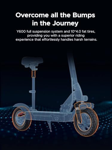 ENGWE Y600 830W(Peak) Electric Scooter for Adults Teens with Seat Detachable, 48V18.2A Battery 43.5Miles Long Range, 28mph Fast Off Road E-Scooter Full Suspension, Folding Escooter