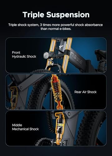 ENGWE X26 Fat Tire Electric Bike, 1200W(Peak) Motor Ebike for Adults,95 Miles 31MPH 26” Mountain Ebike,48V19.2A(29.2Ah-Dual Battery Option),All Terrain - Image 5