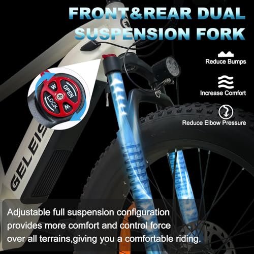 Electric Bike for Adults, 26″ x 4.0 Fat Tire Electric Bicycles with 48V & 17.5AH Removable Battery, 1450W Peak Powerful Motor Ebike, 32MPH Max Speed Electric Mountain Bike with 7-Speed - Image 4