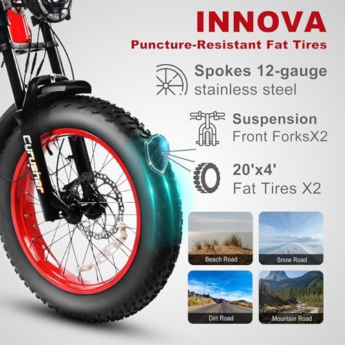 Cyrusher OVIA 20Inch Electric Bike Aluminum Ebkie Air Suspension 52V 17Ah Max Range 64 Miles 4.0 Inch Fat Tires