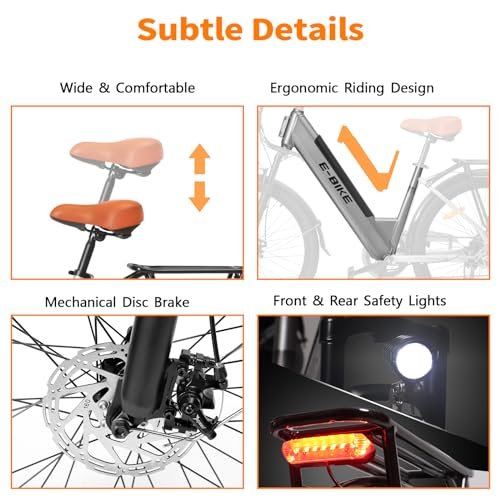 Adult Electric Bike, 26 Inch Step Through Ebike for Women Men, Peak 500W 1000W w/UL Certified Removable Battery, 7 Speed City Electric Cruiser Bikes, 22MPH 50Miles Commuter Electric Bicycle - Image 3