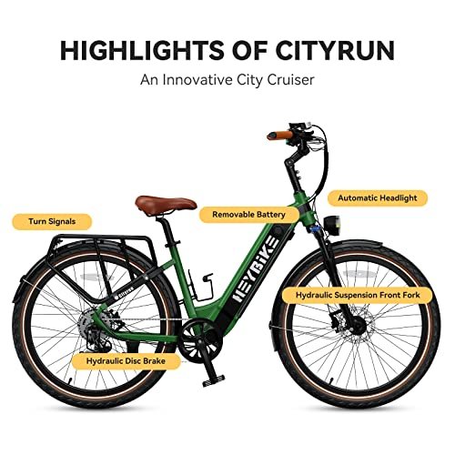 Heybike Cityrun Electric Bike, 1000W Motor Peak City Cruiser Ebike, 48V 15Ah(720Wh) Battery, 60 Miles, Step-Thru Electric Bicycle with APP Control, 3H Fast Charging, Commuter Electric Bike for Adults - Image 4