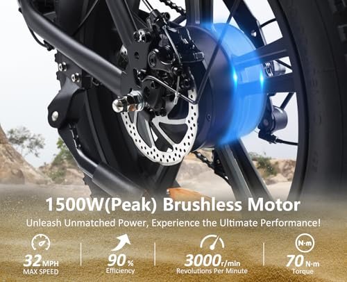 1500W Moped Style Electric Bike | Adult eBikes – 48V 18Ah Removable Battery | 60+ Mile Range | 32MPH Top Speed – All Terrain Fat Tire Electric Bike for Mountains, Snow, Sand, Road - Image 3