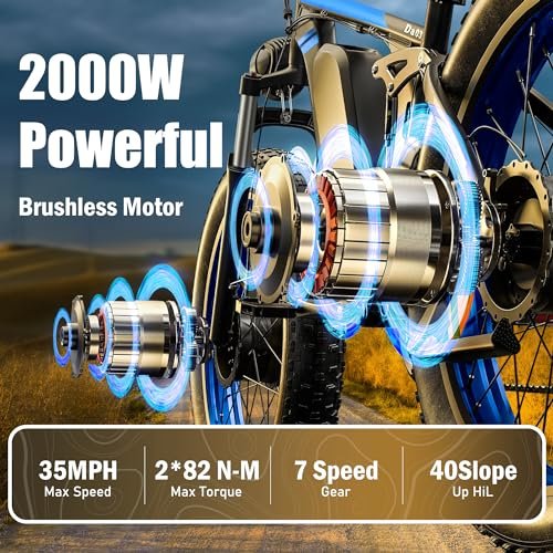 Ebikes Dual Motor, Electric Bike for Adults, 2000w Fat Tire Ebike 35mph Dual Motor Electric Bike with Removable 48v, All Terrain Ebikes for Adults, Full Suspension 26″ Awd E Bike 22.4ah Battery - Image 3