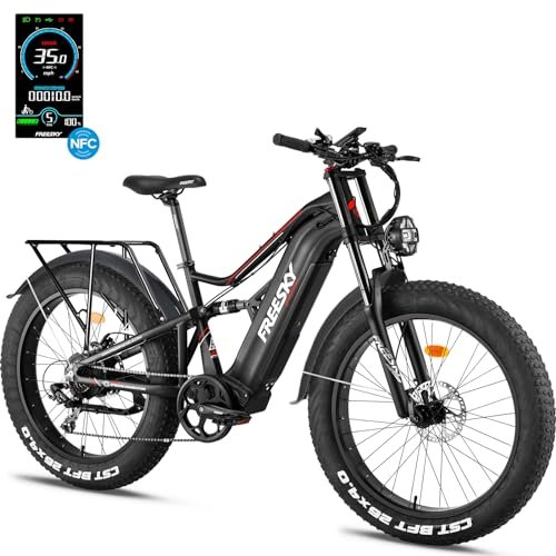 FREESKY Electric Bike for Adults 1800W, 48V 25Ah Samsung Cells Battery Adult Electric Bicycles, up to 35MPH &105 Miles Long Range Ebike, 26″ Fat Tire Full Suspension Mountain Beach E Bike