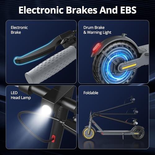 Electric Scooter – 8.5″ Solid Tires, 350W Motor, Up to 19 MPH and 20/23 Miles Long-Range Portable Foldable Commuting Scooter for Adults with Double Braking System and App - Image 7