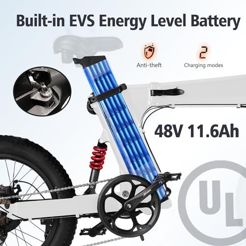 Electric Bike for Adults, ZCool 20” Fat Tire Folding Ebike with Peak 1000W Brushless Motor 48V 15AH/11.6AH Removable Battery, Z Shape Bicycle w/ 7 Speed 25MPH, Foldable E-Bikes - Image 5