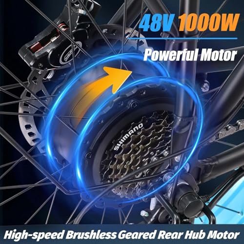 2000W/1000W Electric Bike for Adults ebike 28/35MPH Electric Bicycle AWD Dual/Single Motor Electric Mountain Bike 26″ Fat Tire Ebike 48V 23/17.5AH Removable Battery, Hydraulic Disc Brake Electric Bike - Image 4